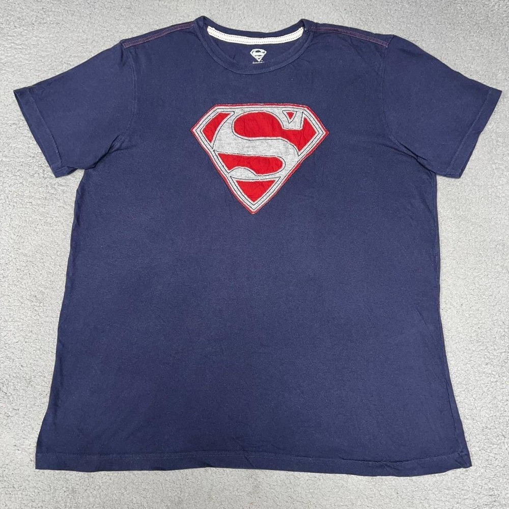 VTG DC Comics Superman T Shirt Men's Size L Blue S‎ Stitched Shield Logo Y2k Tee